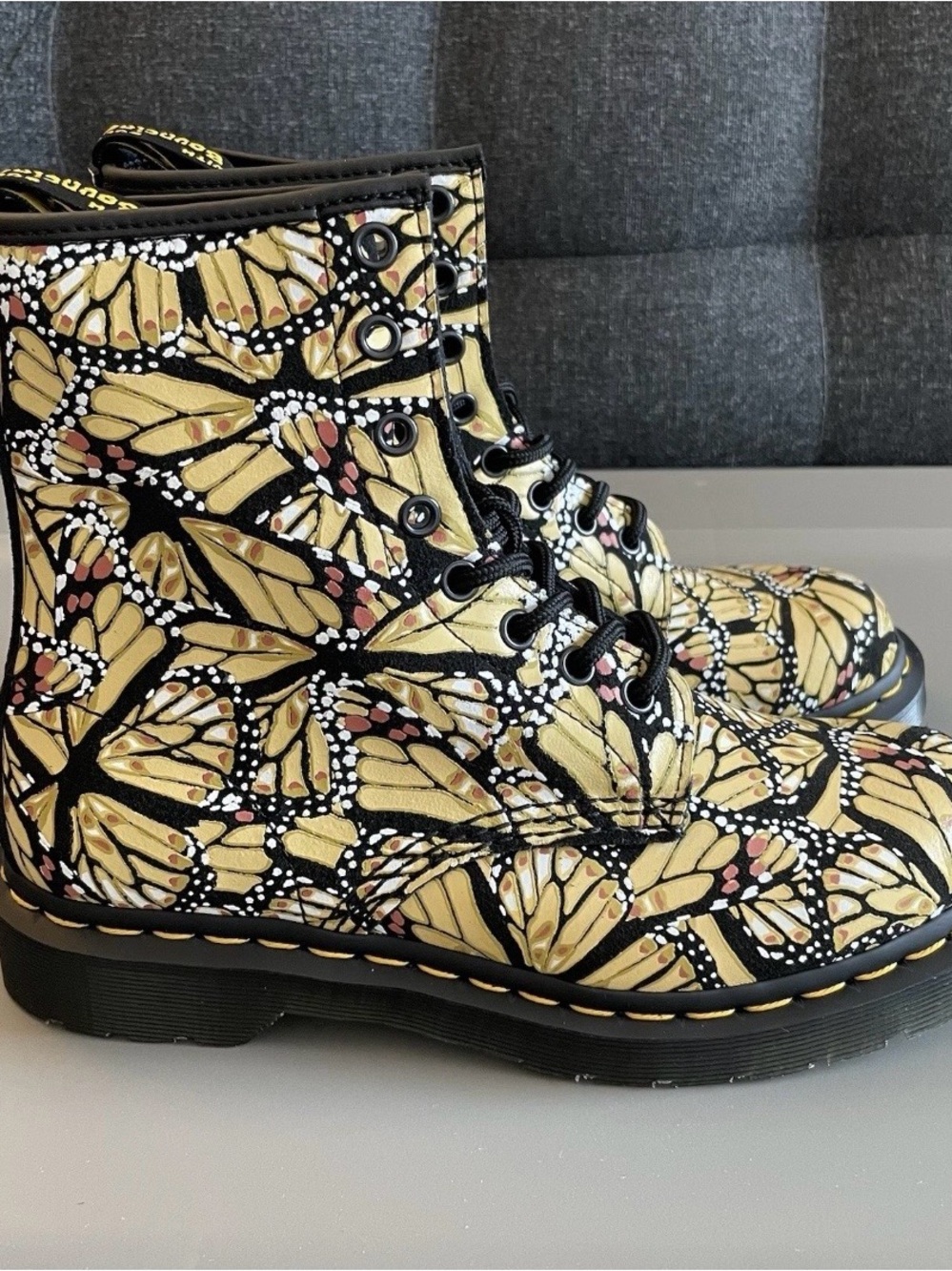 Womens Dr. Martens 1460 8-Eye Boot Butterfly Yellow Boots Shoes New